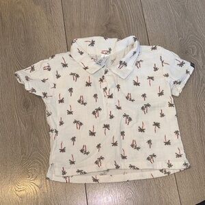 Kids Palm Tree Button-Down Shirt - White